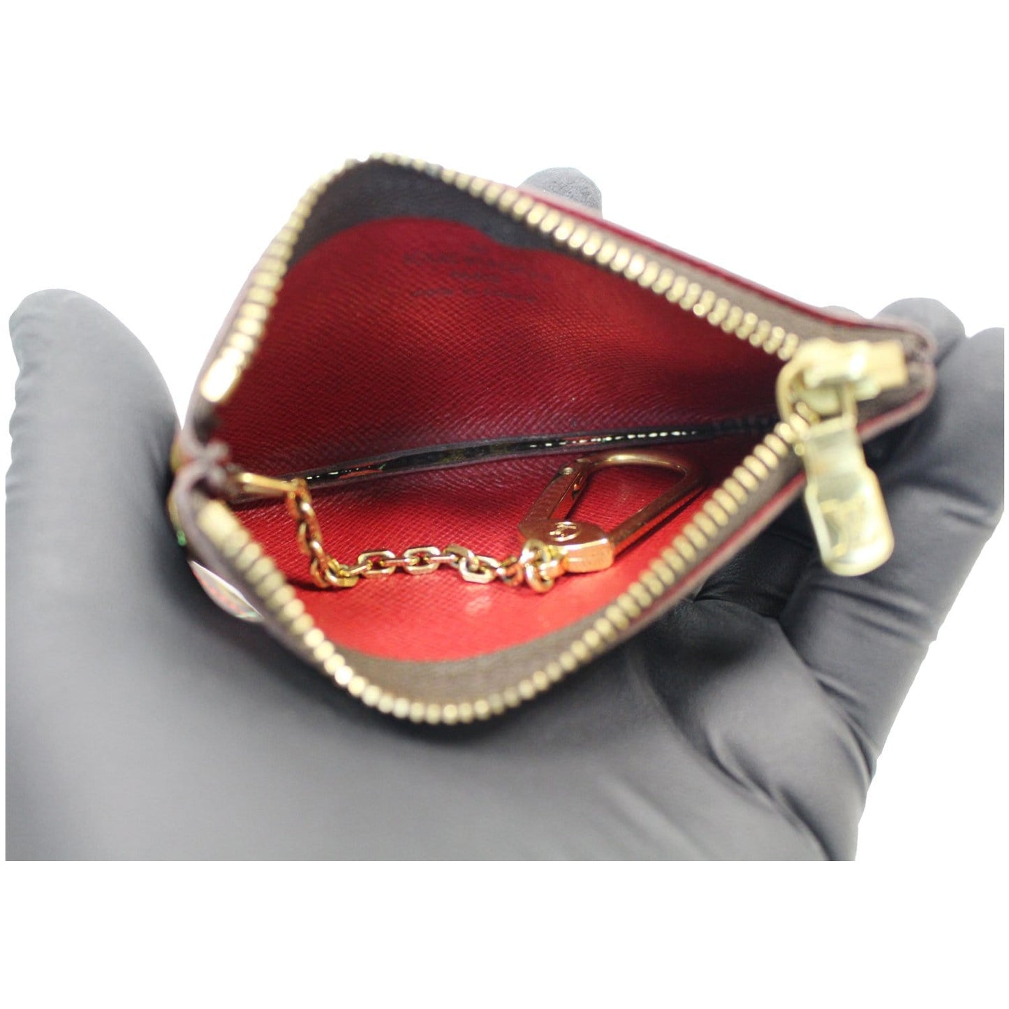 LOUIS VUITTON Key Pouch Cerises Cherry Monogram Coin Purse Brown