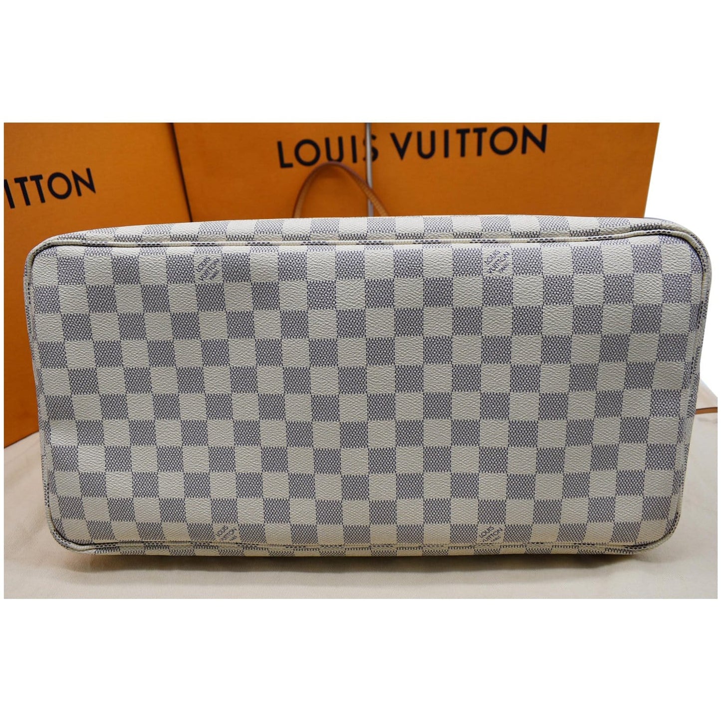 LOUIS VUITTON  Neverfull GM Damier Azur Tote Shoulder Bag White