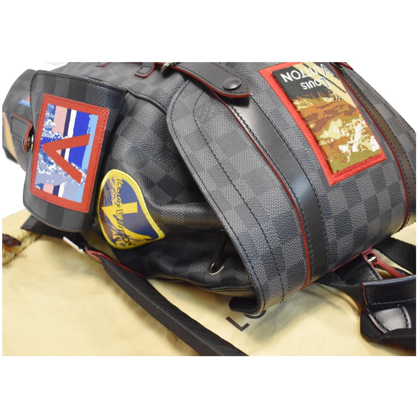 LOUIS VUITTON Alps Christopher Patch Damier Graphite Backpack Bag Black