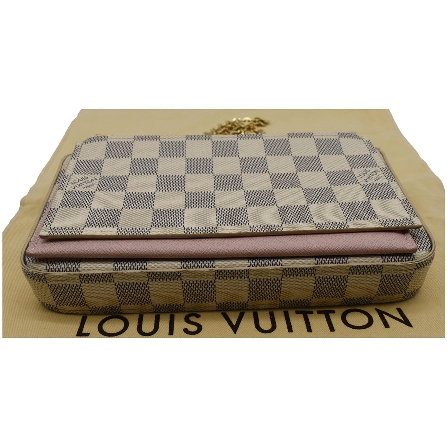 LOUIS VUITTON Felicie Pochette Damier Azur Crossbody Bag White