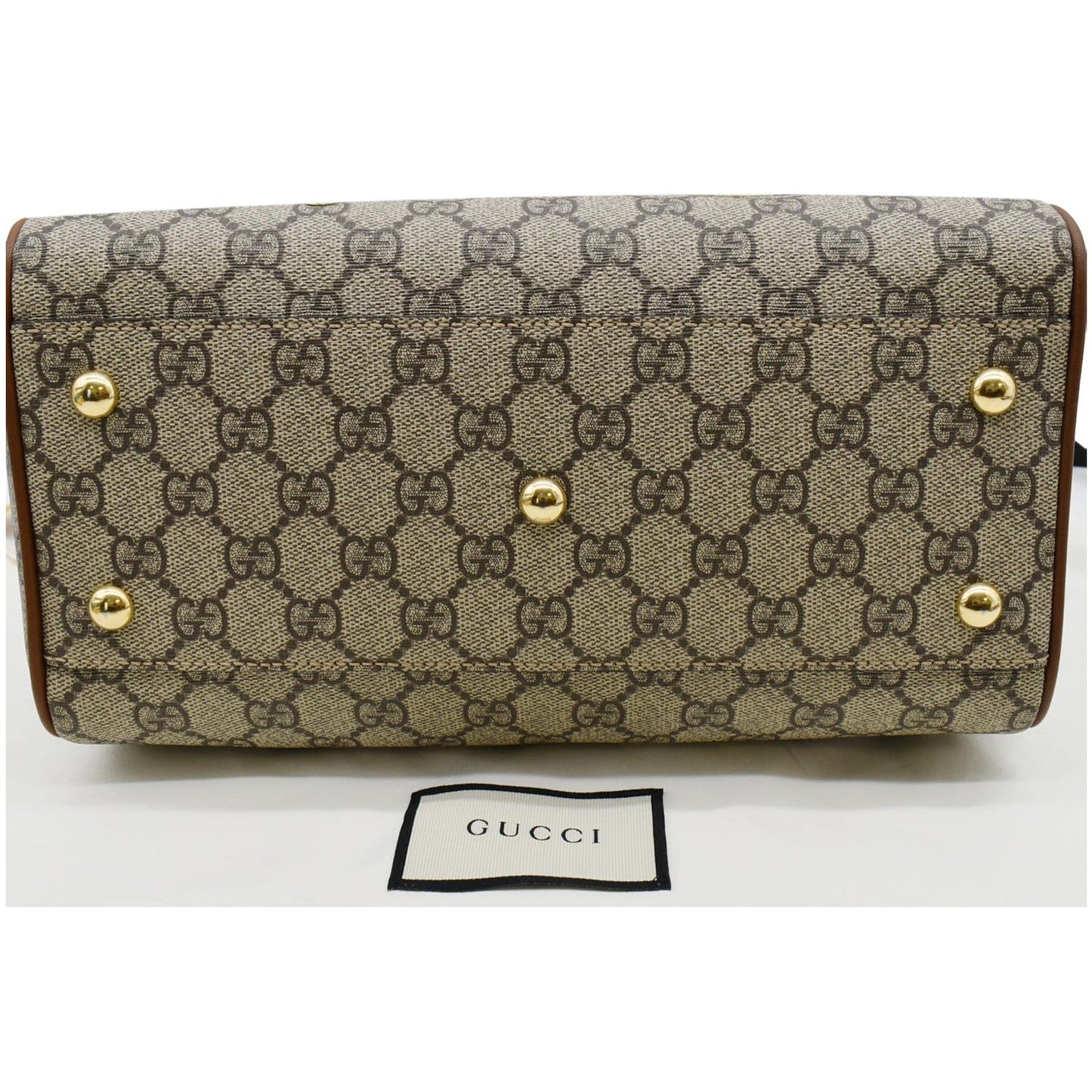 GUCCI Blind for Love Embroidered GG Supreme Canvas Boston Bag Maple Brown 409529