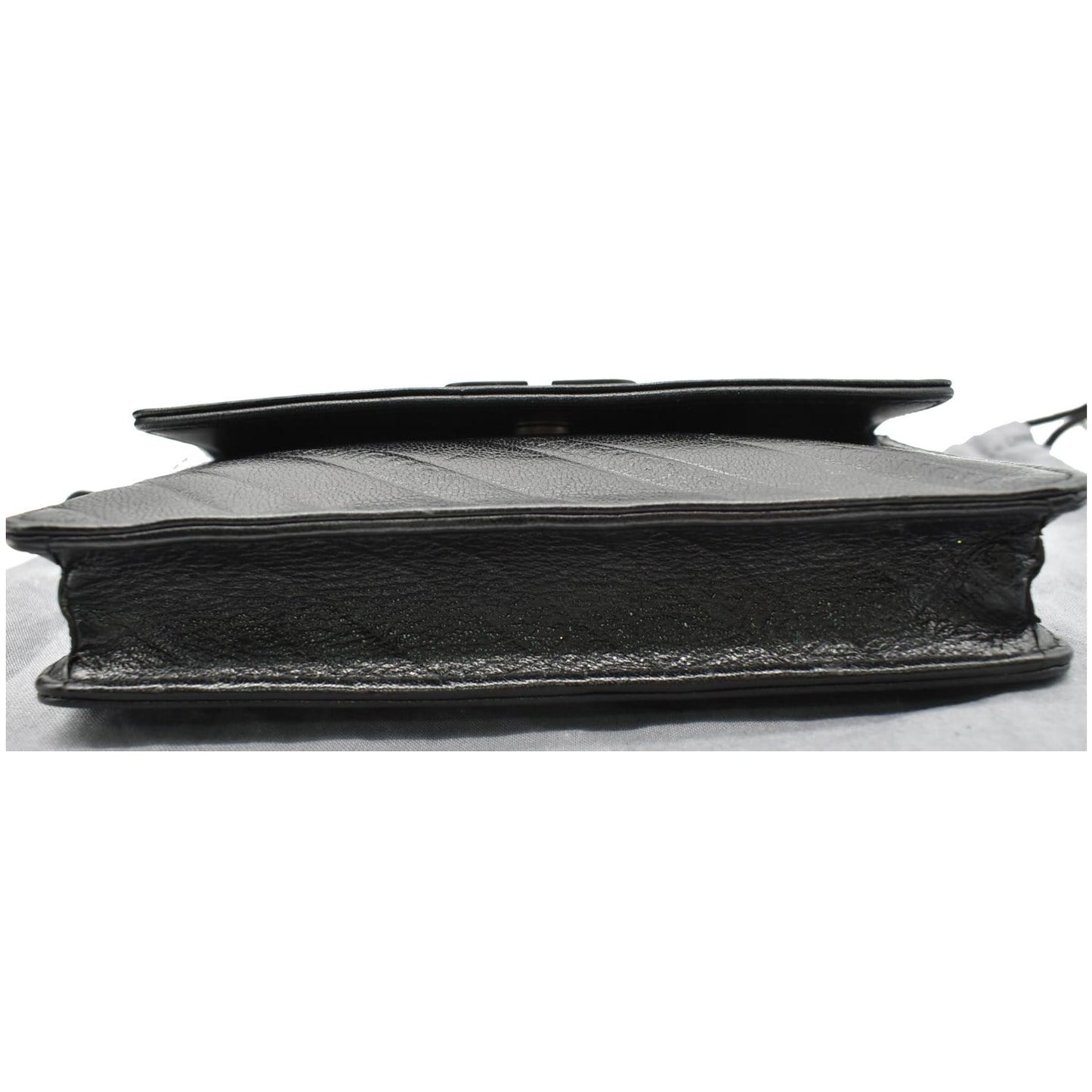 BALENCIAGA BB Logo Embossed Leather Chain Wallet Black