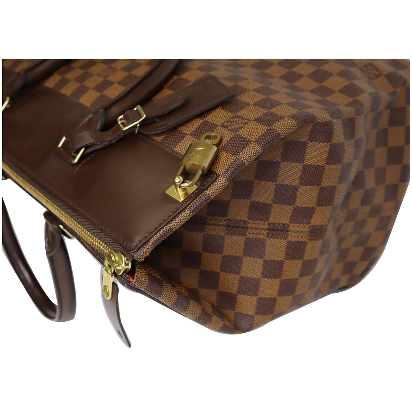 LOUIS VUITTON Greenwich PM Damier Ebene Travel Tote Bag Brown