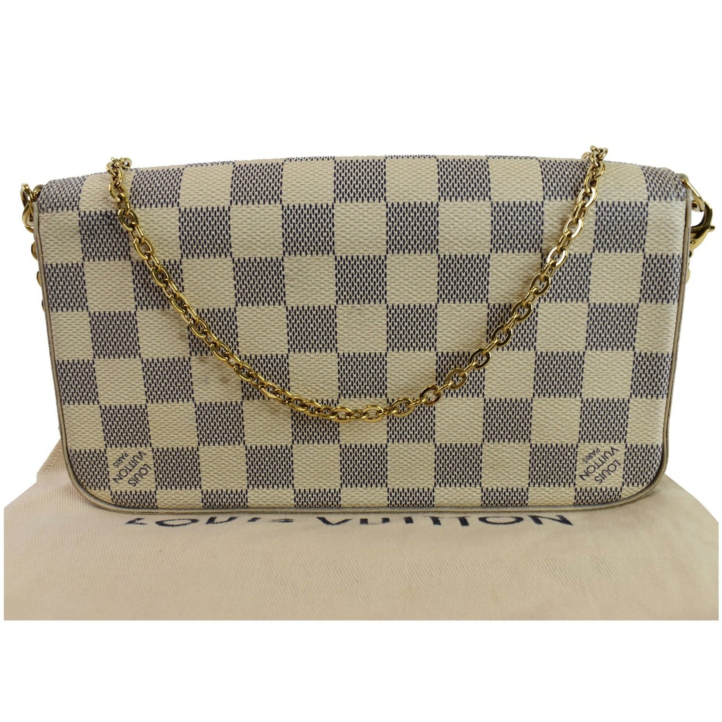 LOUIS VUITTON Pochette Felicie Damier Azur Crossbody Bag White