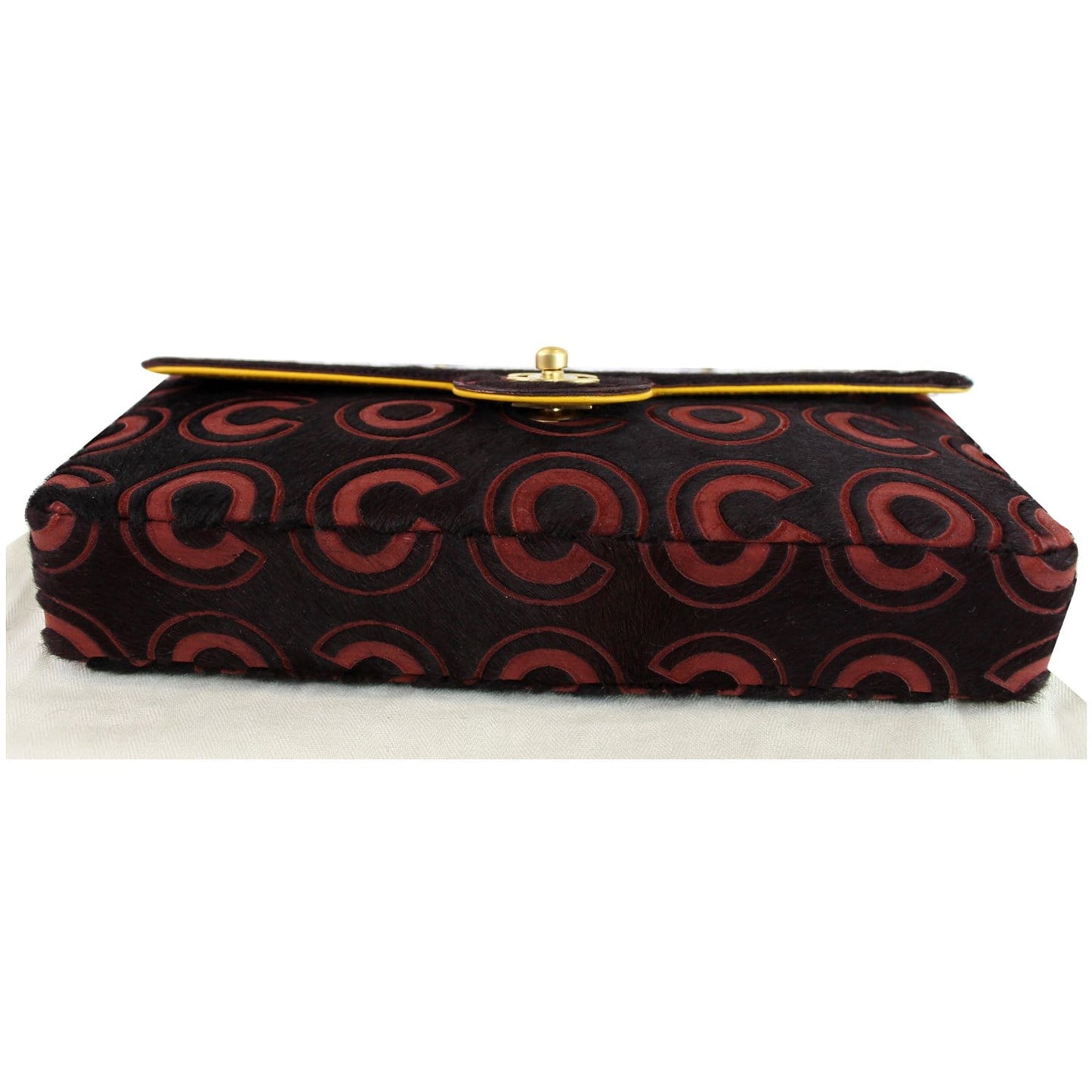 CHANEL Coco Pony Hair Leather Shoulder Bag Burgundy