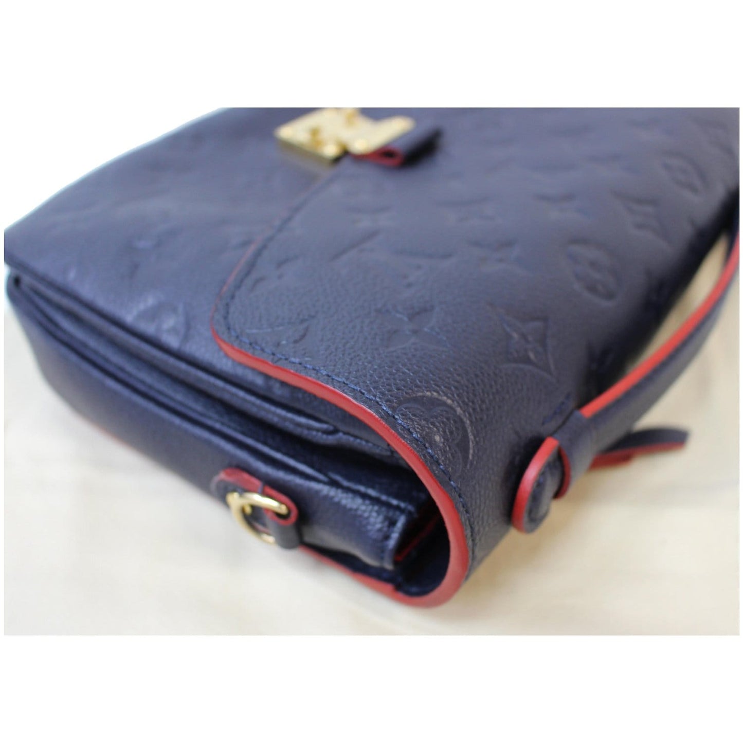 LOUIS VUITTON Metis Pochette Empreinte Leather Crossbody Bag Blue
