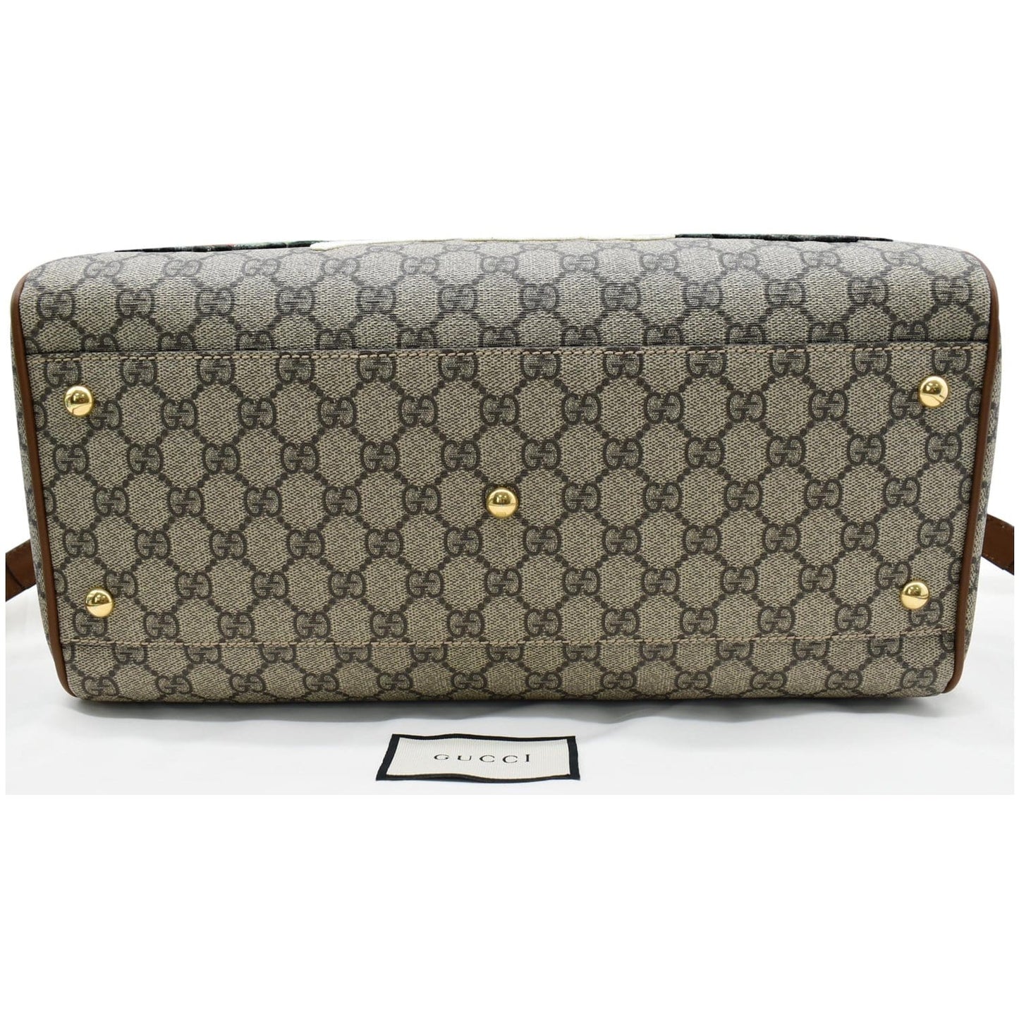 GUCCI Blind for Love Embroidered GG Supreme Canvas Boston Bag Maple Brown 409527