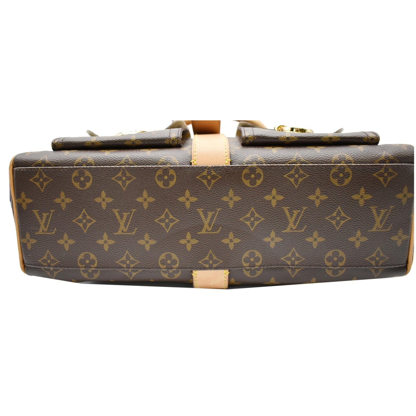 LOUIS VUITTON Manhattan GM Monogram Canvas Satchel Bag Brown