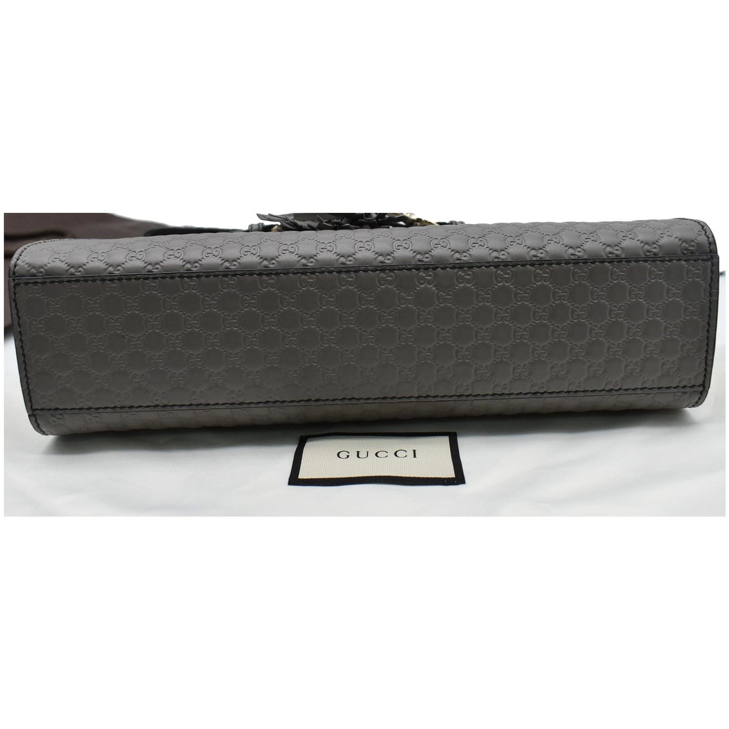 GUCCI Emily Medium GG Guccissima Leather Chain Shoulder Bag 449635 Gray