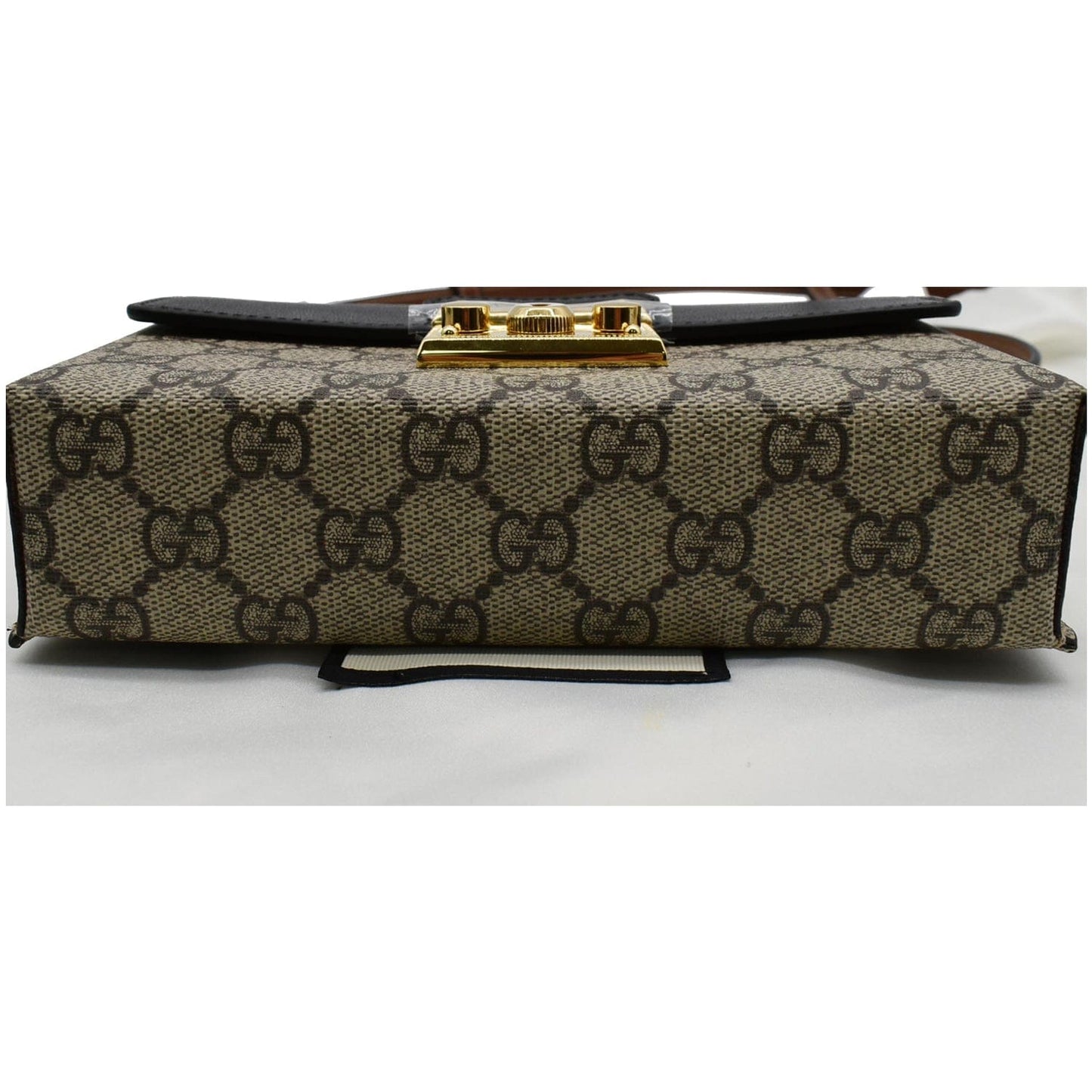 GUCCI Padlock Mini GG Supreme Canvas Top Handle Crossbody Bag Beige 652683