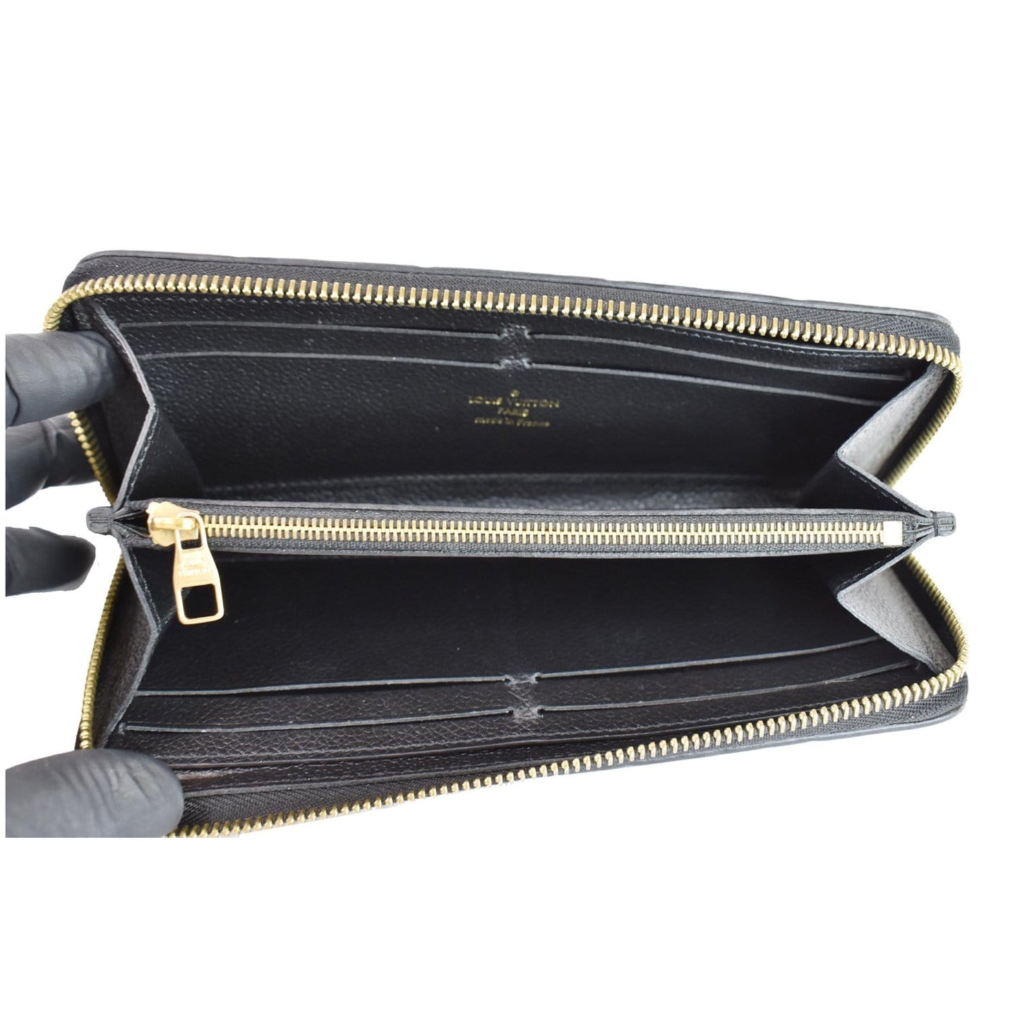 LOUIS VUITTON Clemence Empreinte Leather Wallet Black