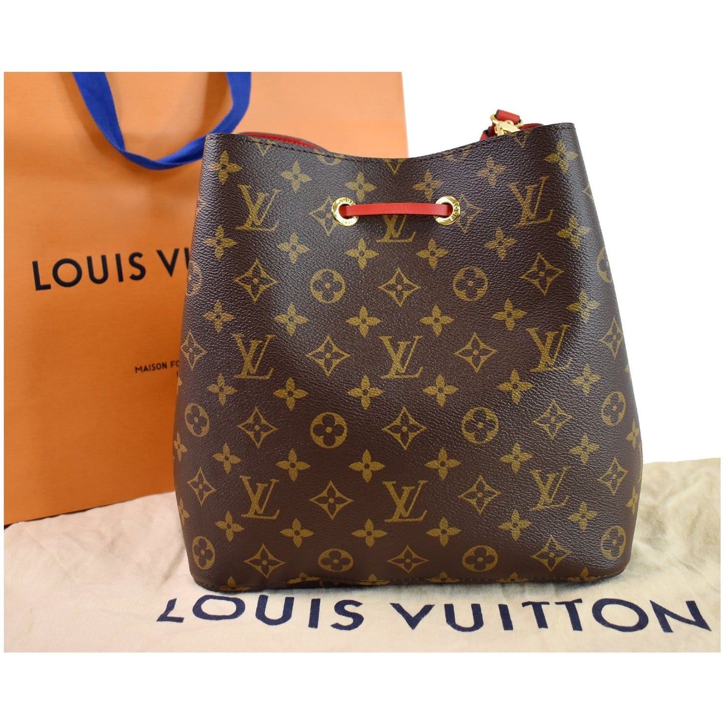 LOUIS VUITTON Neonoe Monogram Canvas Shoulder Bag Coquelicot