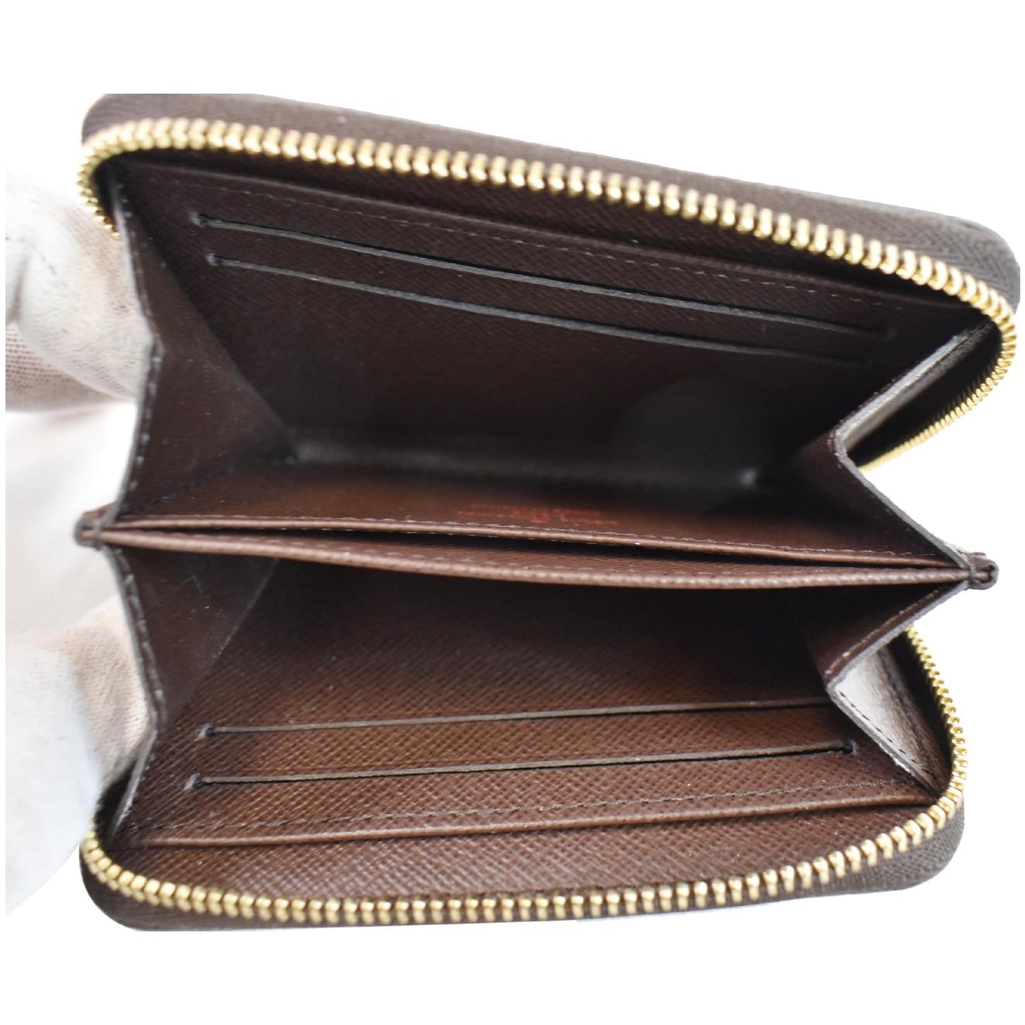 LOUIS VUITTON Damier Ebene Zippy Coin Purse Brown