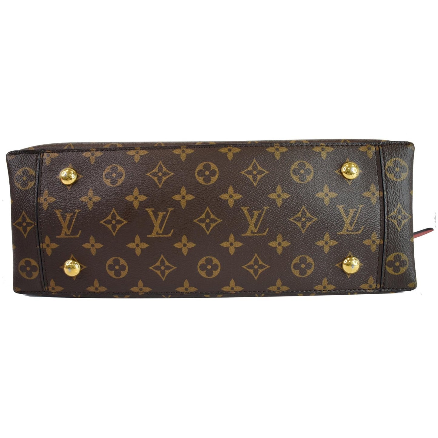 LOUIS VUITTON Flower Monogram Canvas Tote Bag Brown/Red