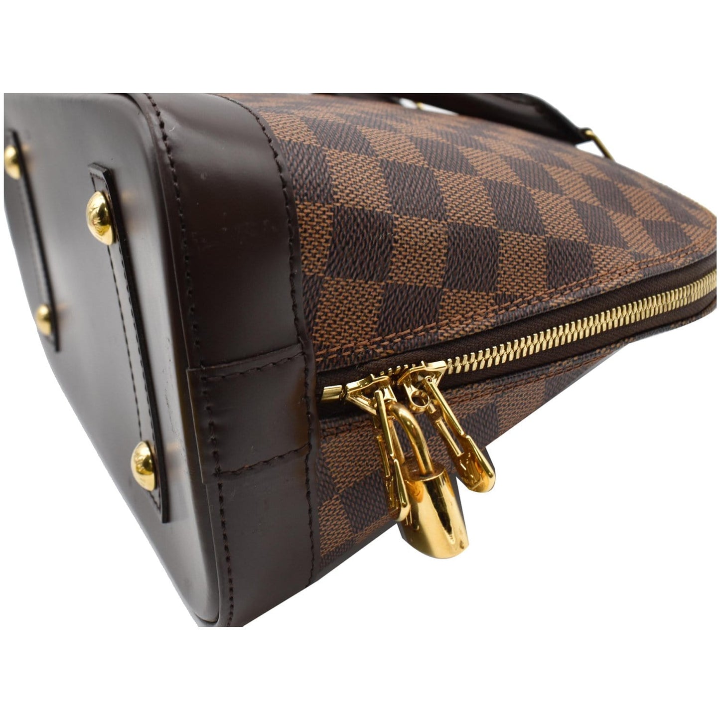 LOUIS VUITTON Alma Damier Ebene Satchel Bag Brown