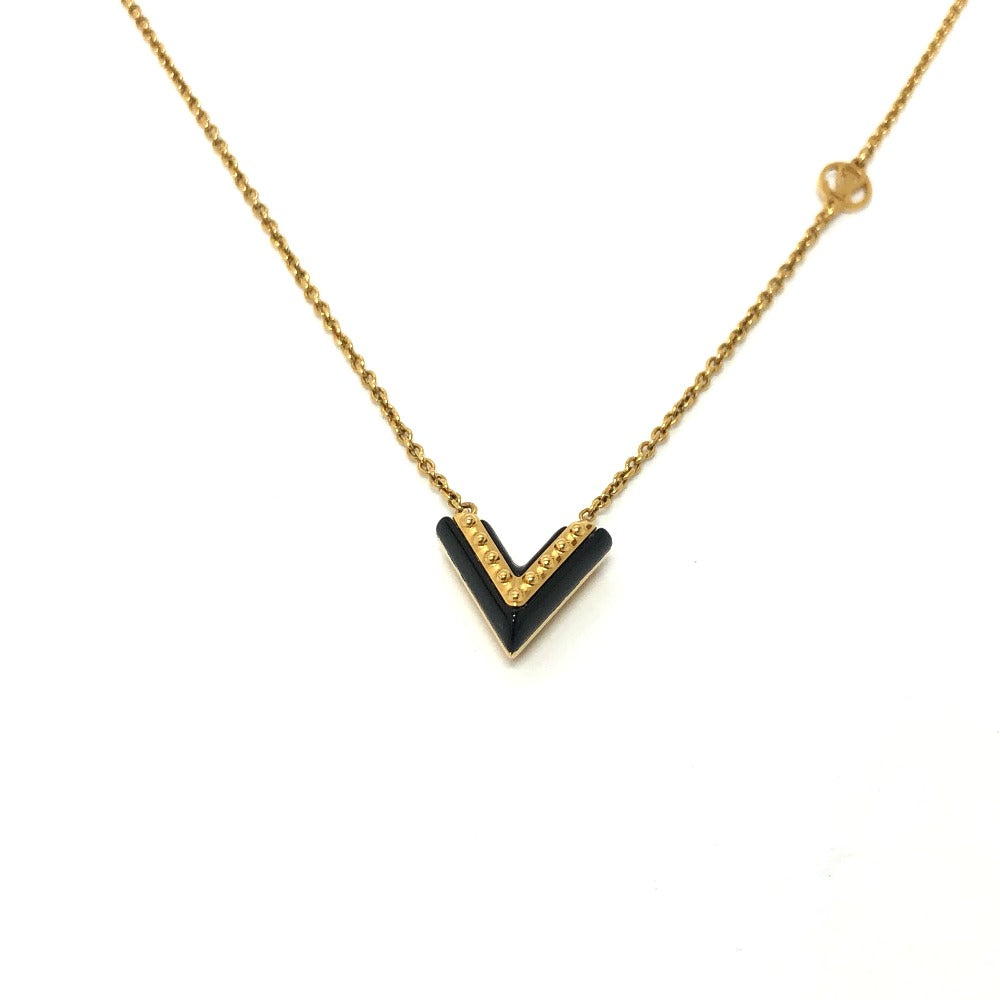 LOUIS VUITTON Necklace M63181 metal Gold x Black LV circle Essential V