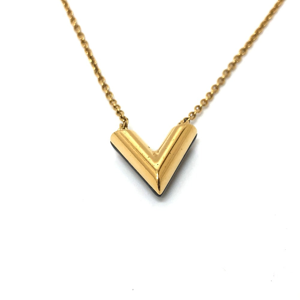 LOUIS VUITTON Necklace M63181 metal Gold x Black LV circle Essential V