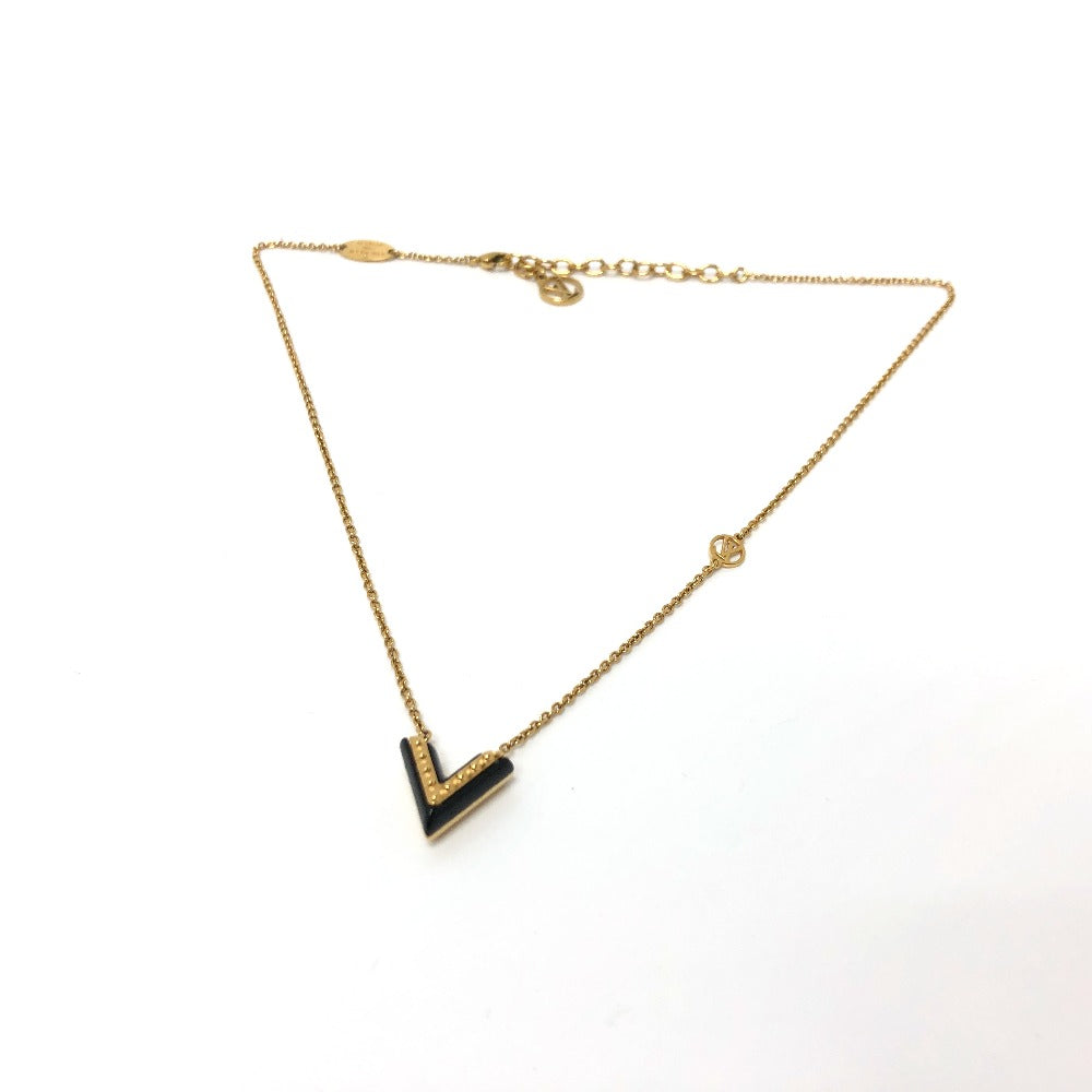 LOUIS VUITTON Necklace M63181 metal Gold x Black LV circle Essential V