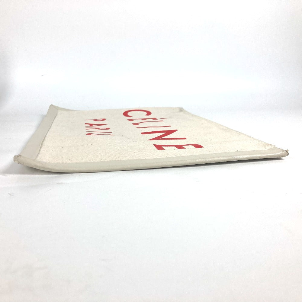 CELINE Clutch bag Leather / canvas white logo Women