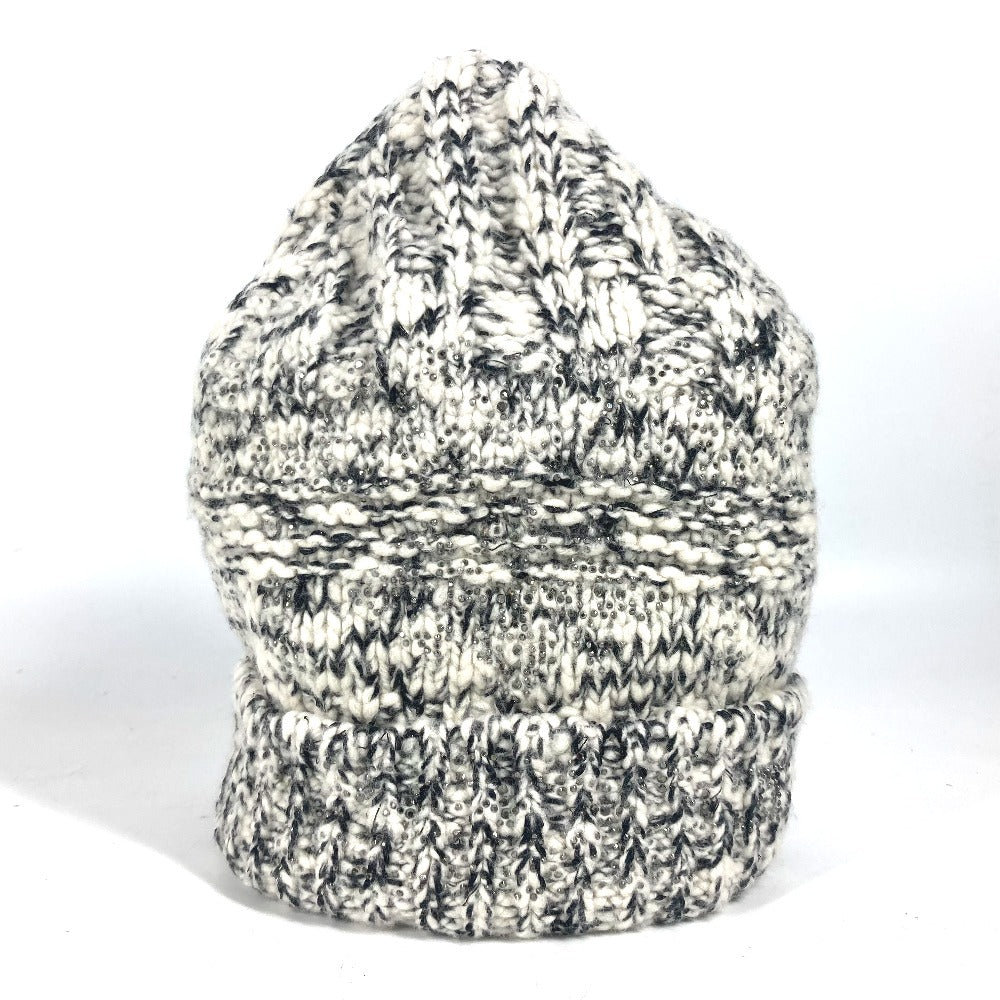CHANEL Knit hat Wool / cashmere black Rhinestone Women