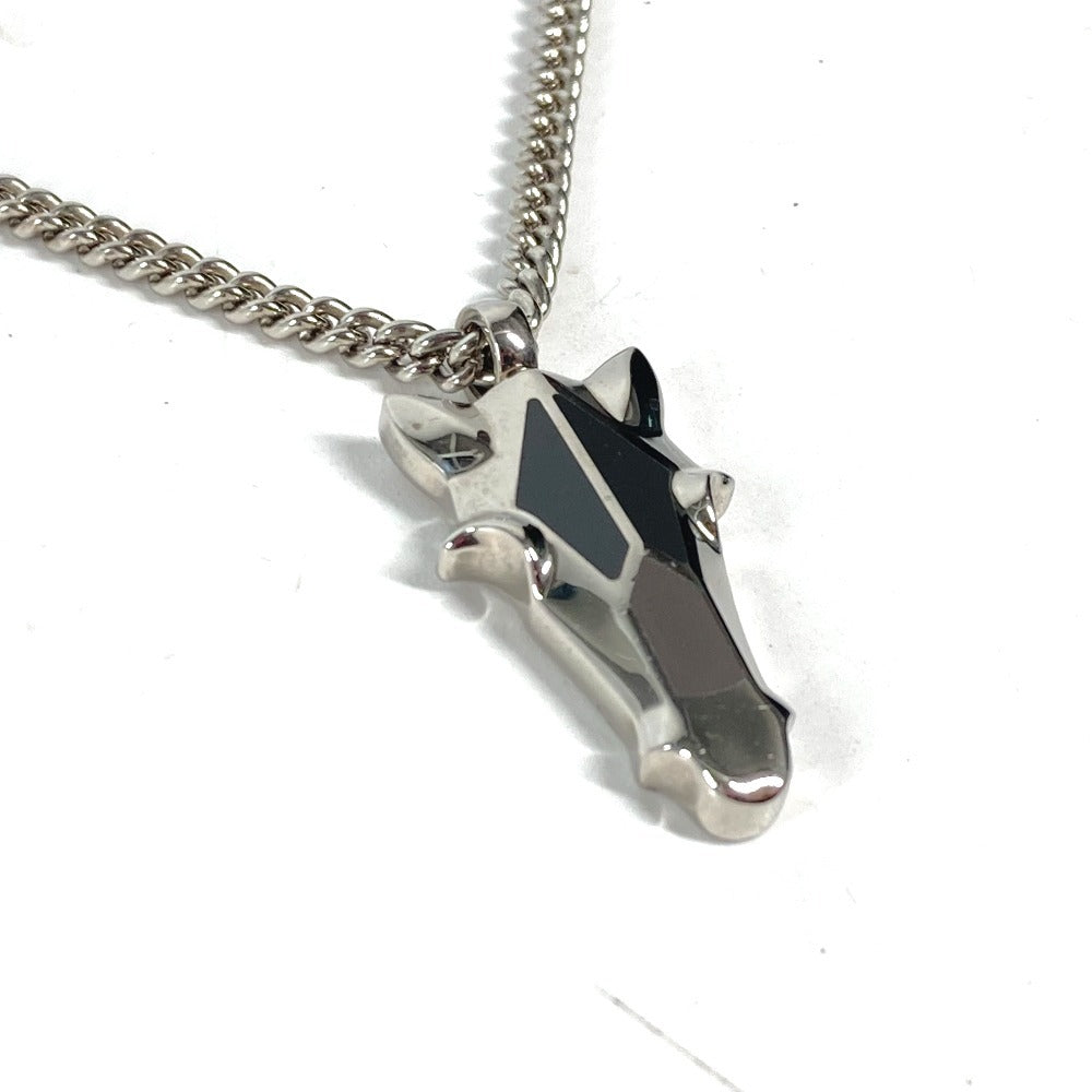 HERMES Necklace Metal, Buffalo Horn Silver Destroyer Horsehead mens