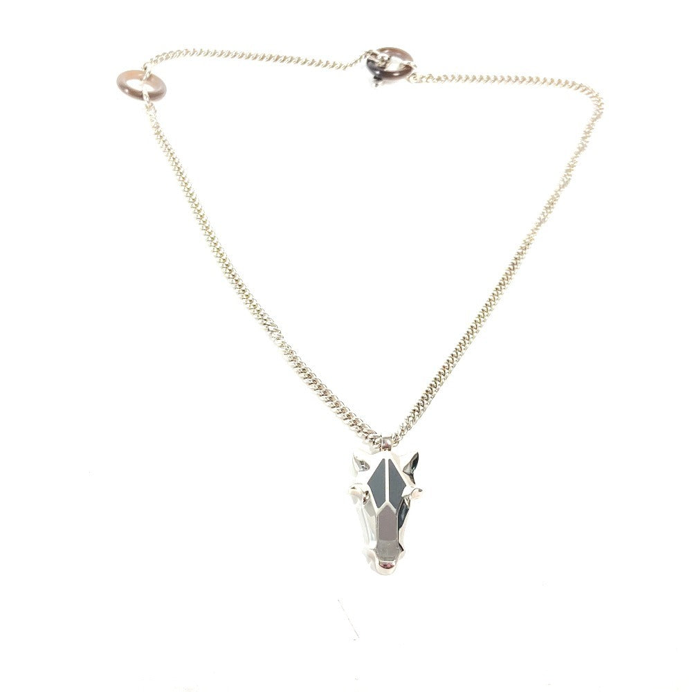 HERMES Necklace Metal, Buffalo Horn Silver Destroyer Horsehead mens