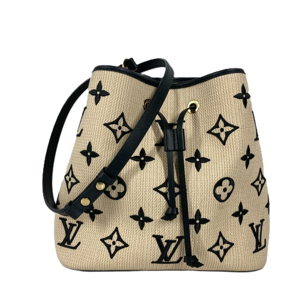 LOUIS VUITTON Shoulder Bag M23080 Cotton, Leather black monogram visor pool Neo Noe MM