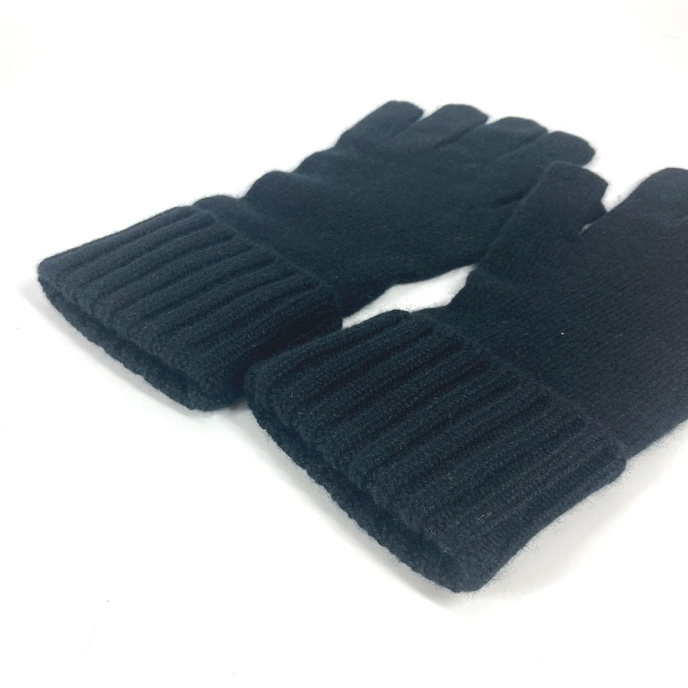 LOUIS VUITTON gloves M72682 cashmere black Leather Patch Leather Tag Gon Helsinki Damier