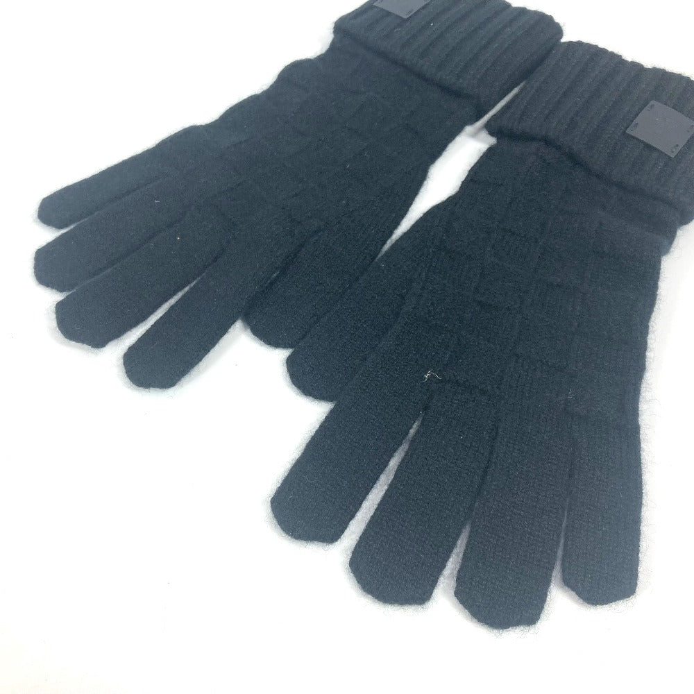 LOUIS VUITTON gloves M72682 cashmere black Leather Patch Leather Tag Gon Helsinki Damier