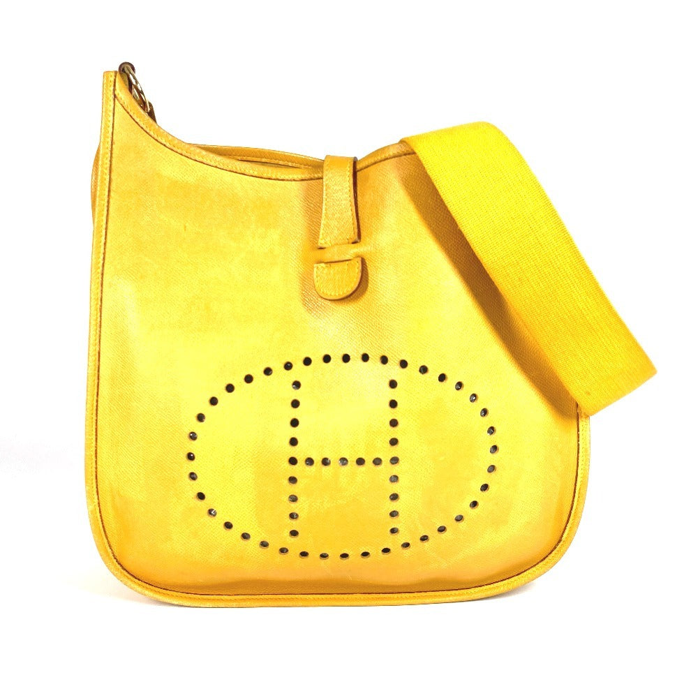 HERMES Shoulder Bag leather yellow Evelyn 1 GM Evelyn GM