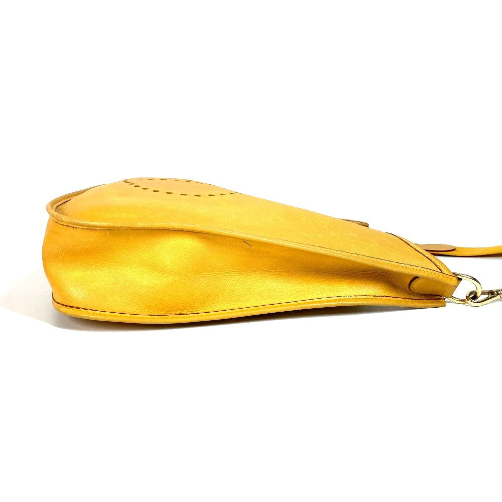 HERMES Shoulder Bag leather yellow Evelyn 1 GM Evelyn GM