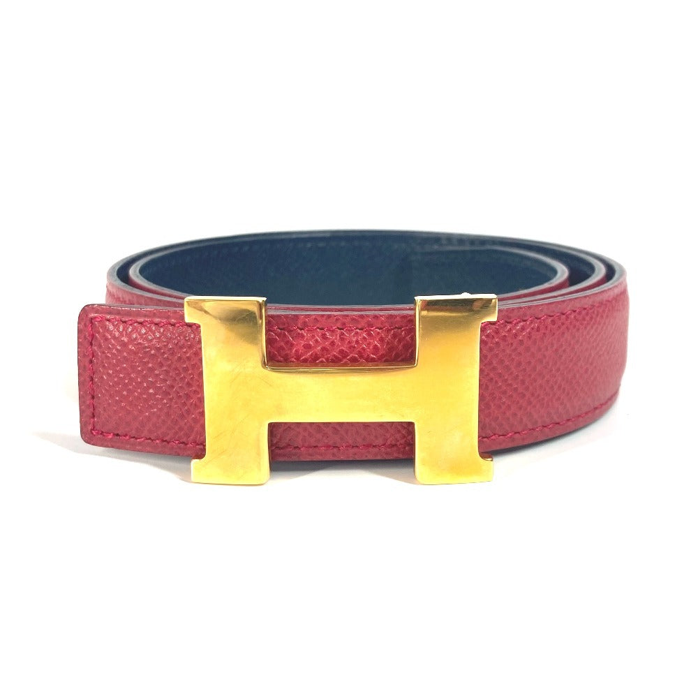 HERMES belt leather Red x navy H-Belt Constance Mini 65