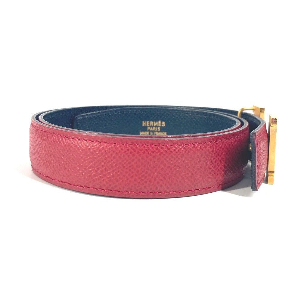 HERMES belt leather Red x navy H-Belt Constance Mini 65