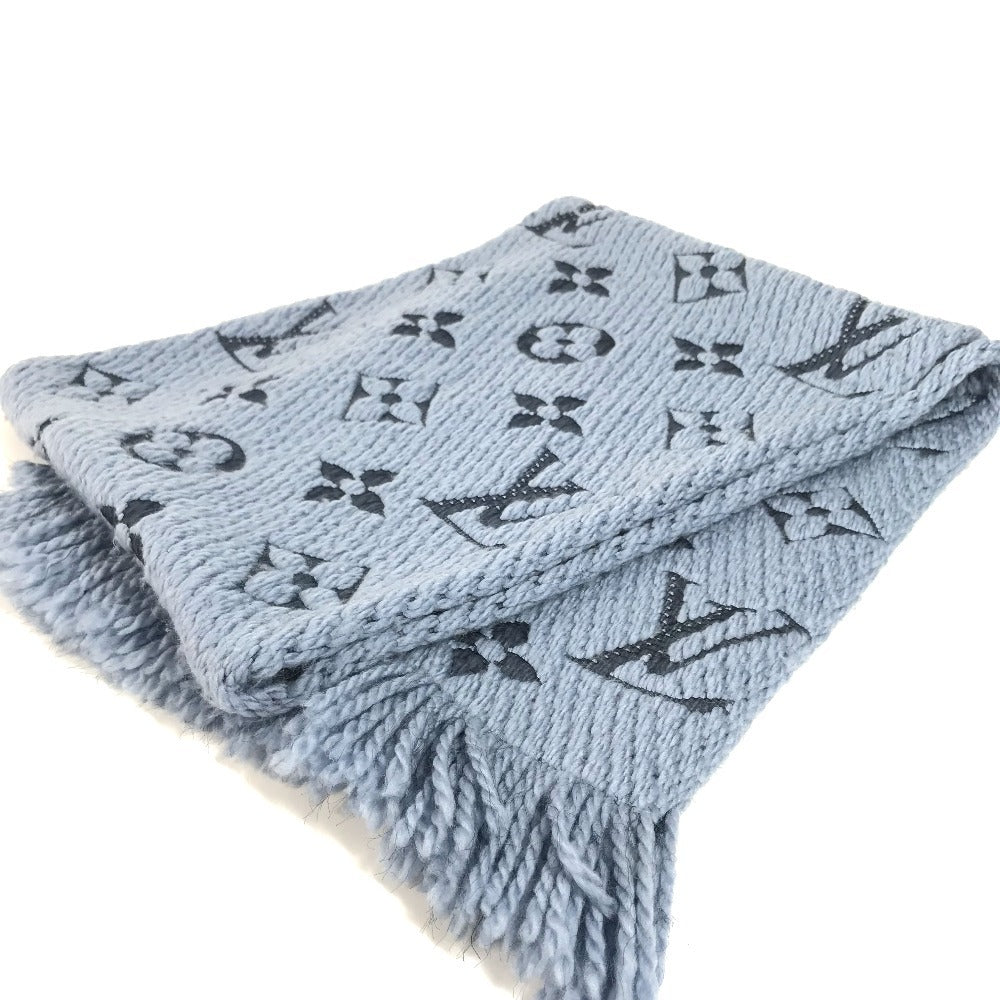 LOUIS VUITTON Scarf M75702 Wool, Silk blue Monogram Esharp Logomania