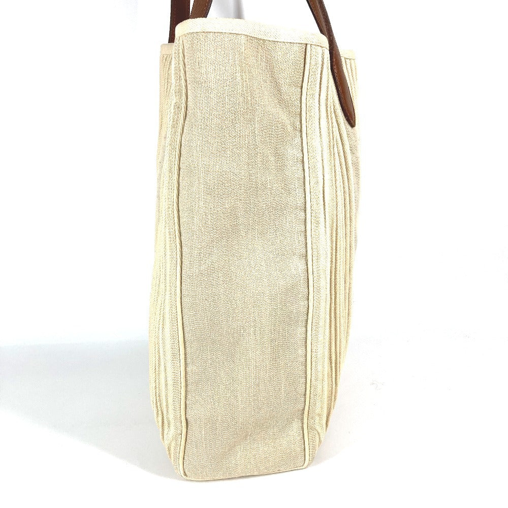 HERMES Shoulder Bag Leather / canvas beige Kabas Calicut
