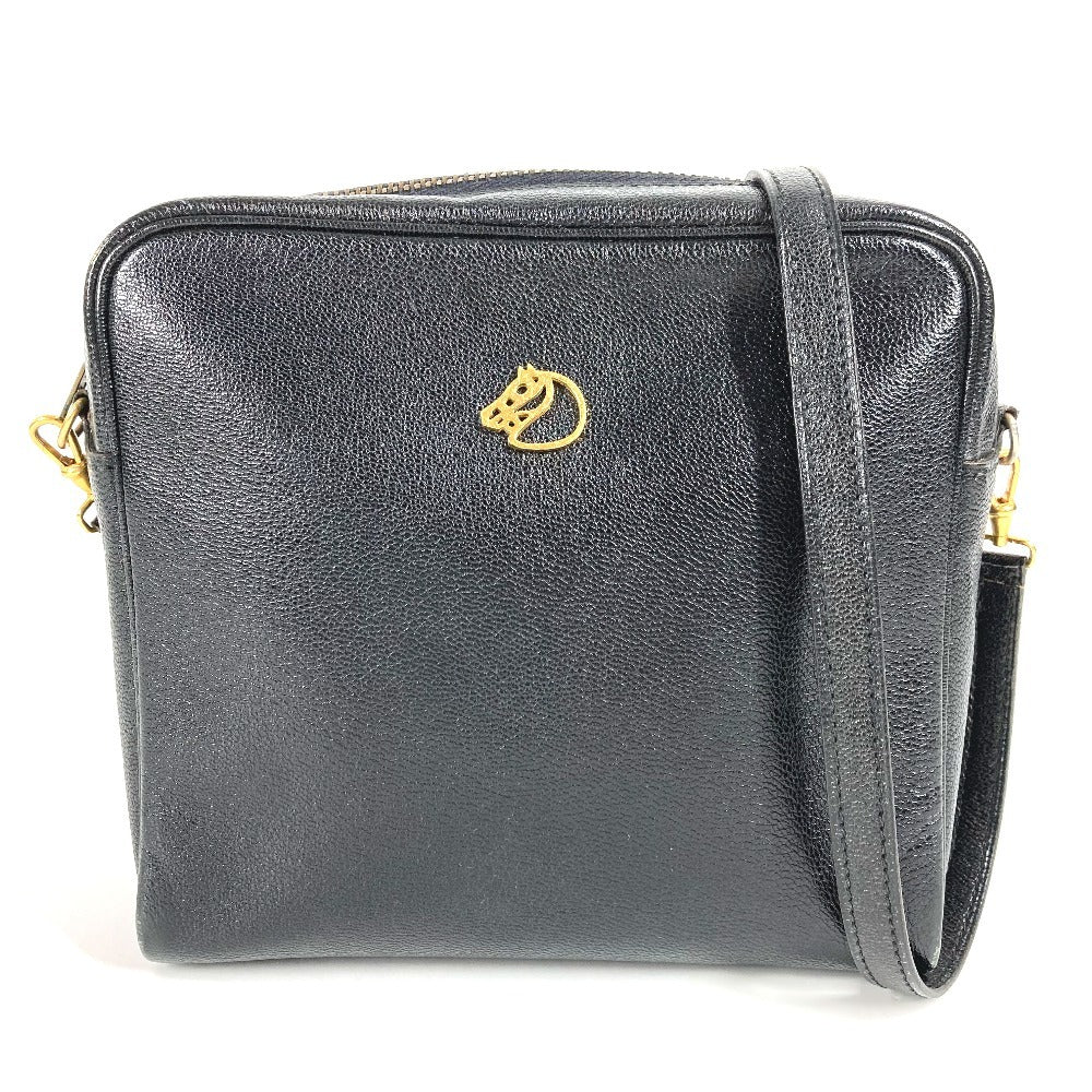 HERMES Shoulder Bag leather black vintage Jockey Horse Cheval