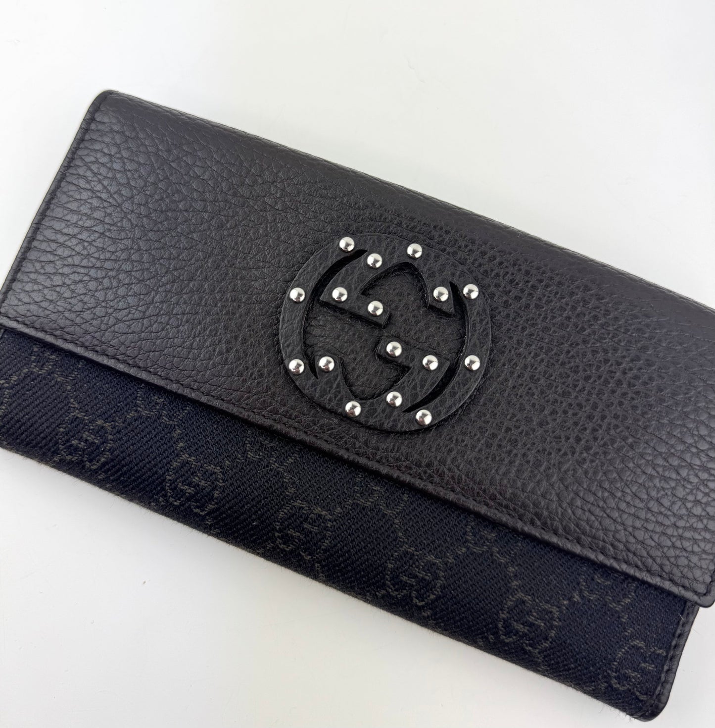 Gucci Dark brown GG Canvas And Leather Interlocking G Continental Wallet