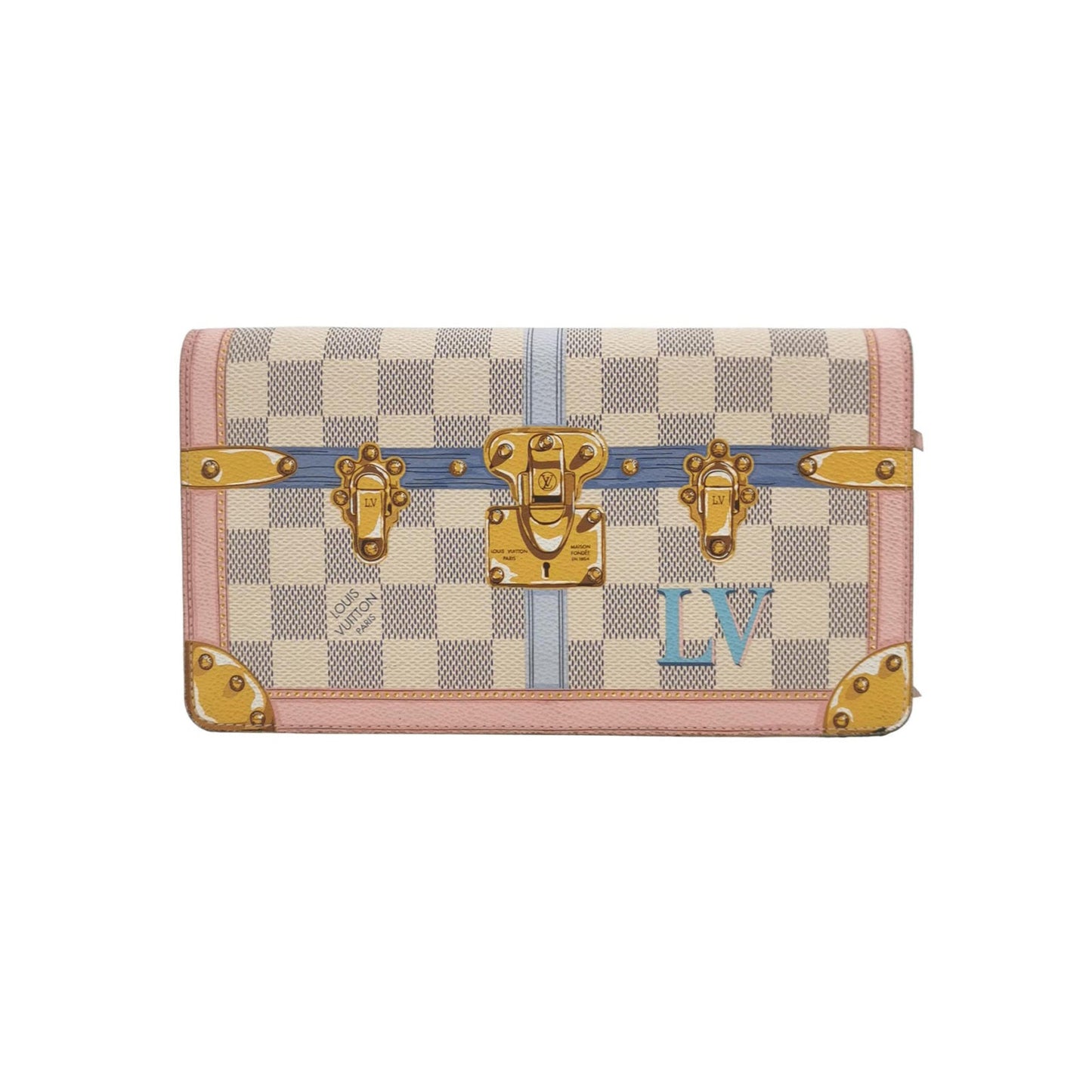 Louis Vuitton Damier Azur Summer Trunks Pochette Weekend White