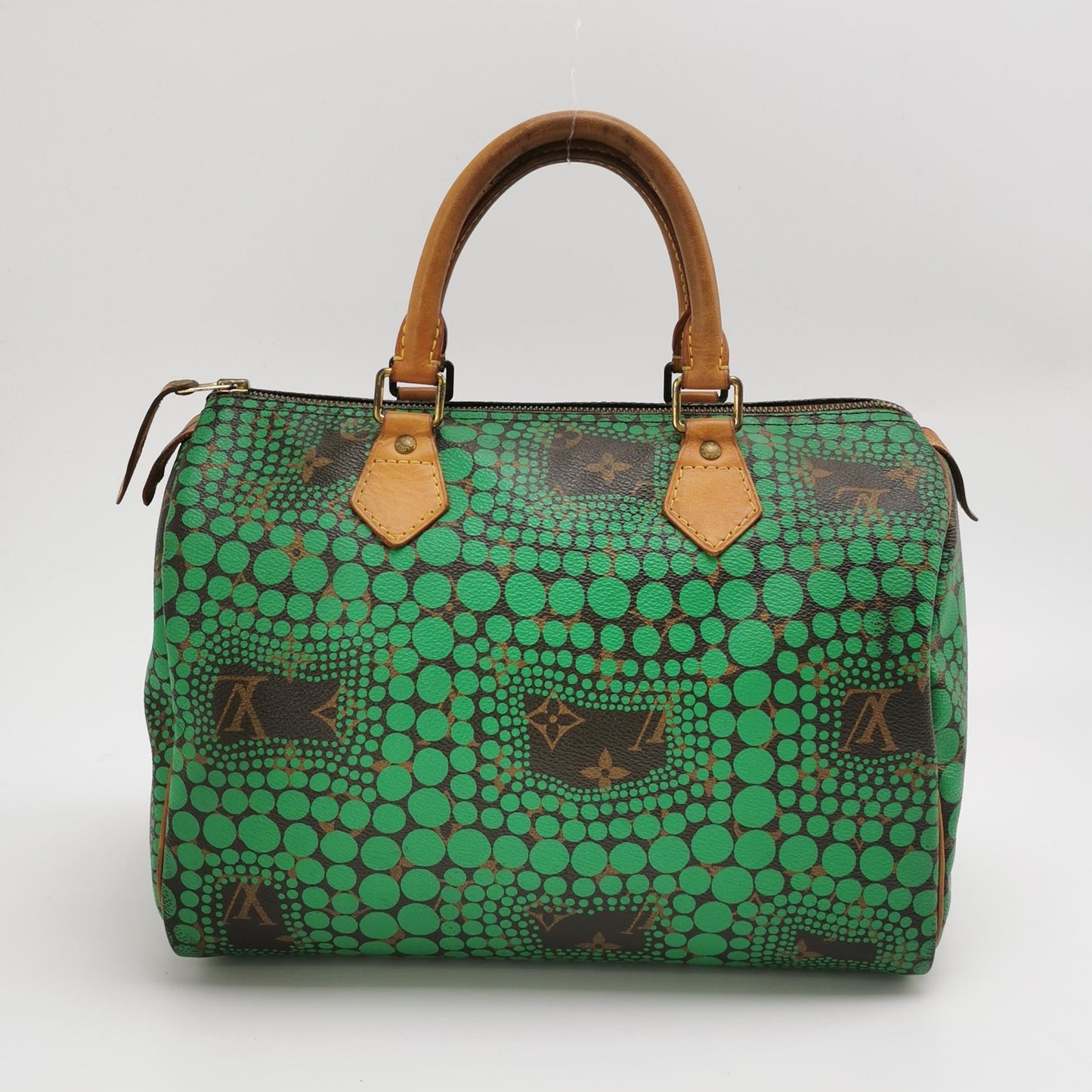 Louis Vuitton Kusama Town Speedy 30 Green Top Handle Bag