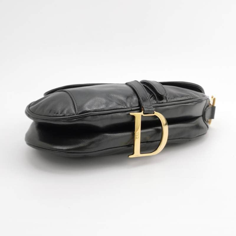 Dior Saddle Vintage 2000 Goatskin Leather Black with Gold Hardware