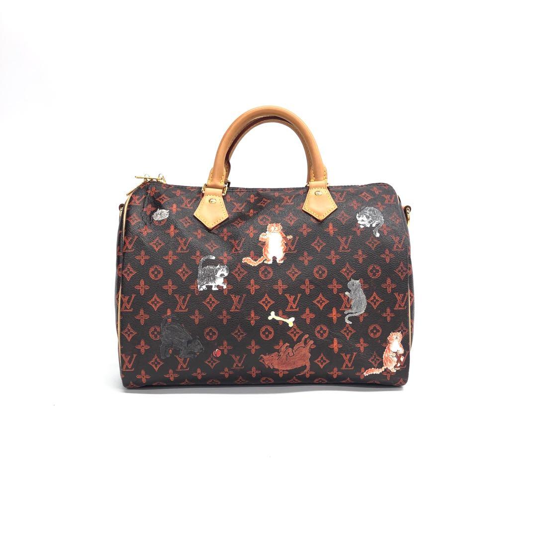 Louis Vuitton Speedy 30 Bandouliere Limited Edition Grace Coddington Catogram Brown