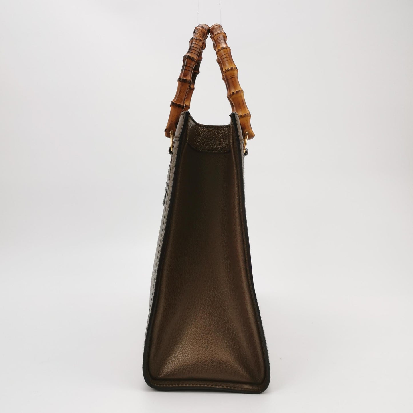 Gucci Diana Vintage Large Metallic Copper Calfskin Leather Bamboo Top Handles Tote Bag