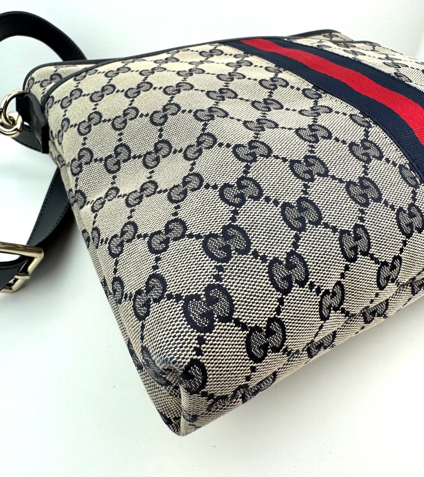 Gucci Front Pocket Web Messenger GG Canvas Small