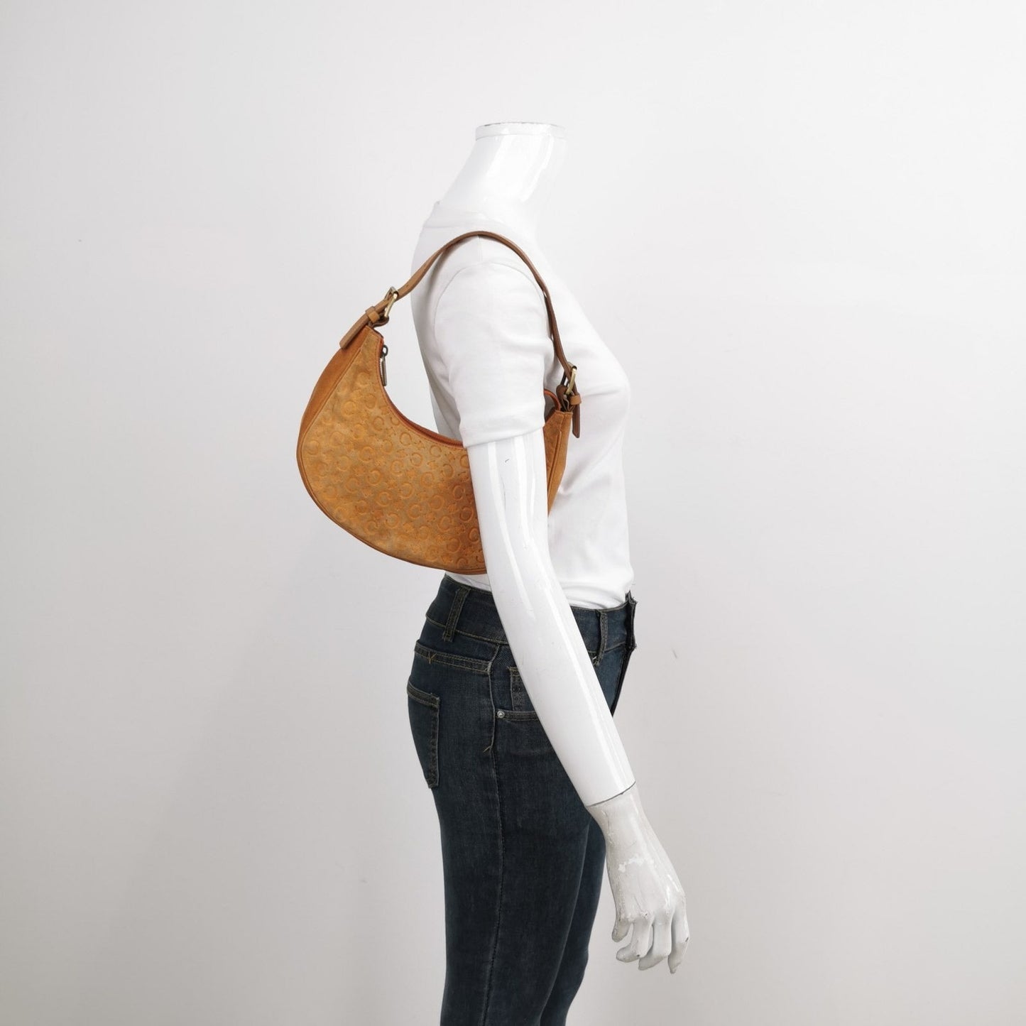 Celine Ava Hobo Pumpkin Camel Suede Leather Shoulder Bag