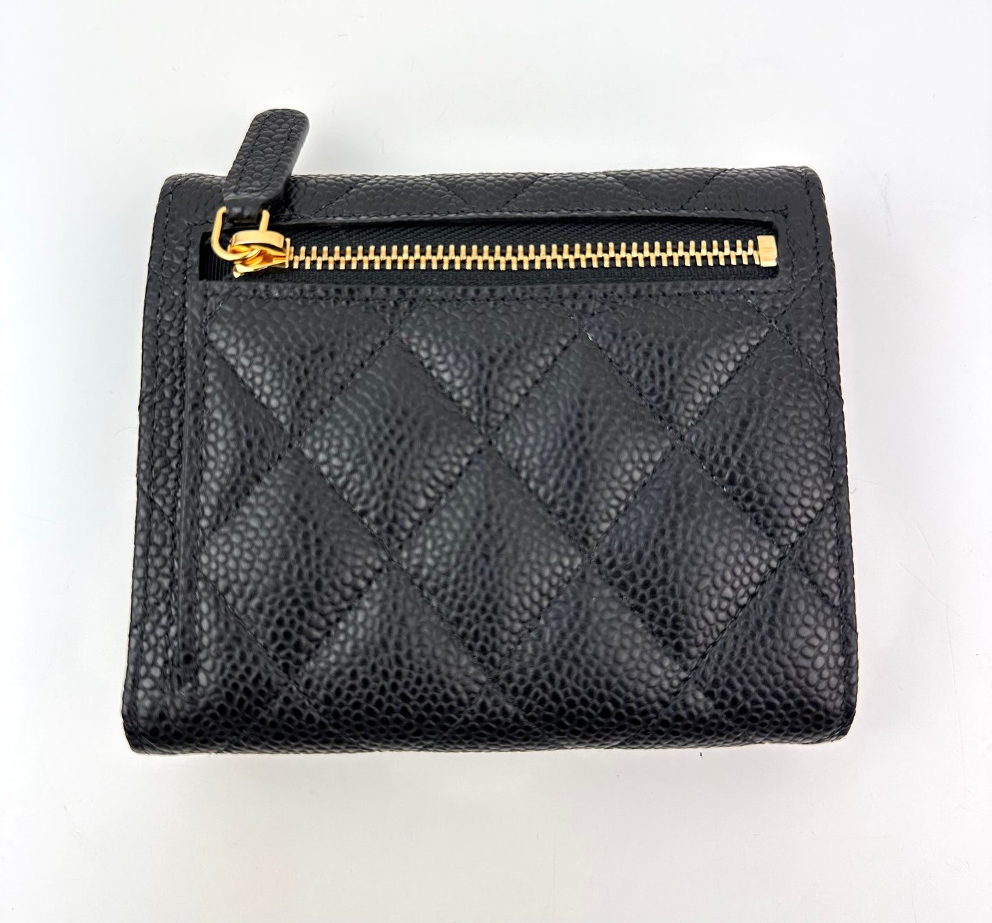 Chanel Caviar Quilted Compact Flap Wallet Black