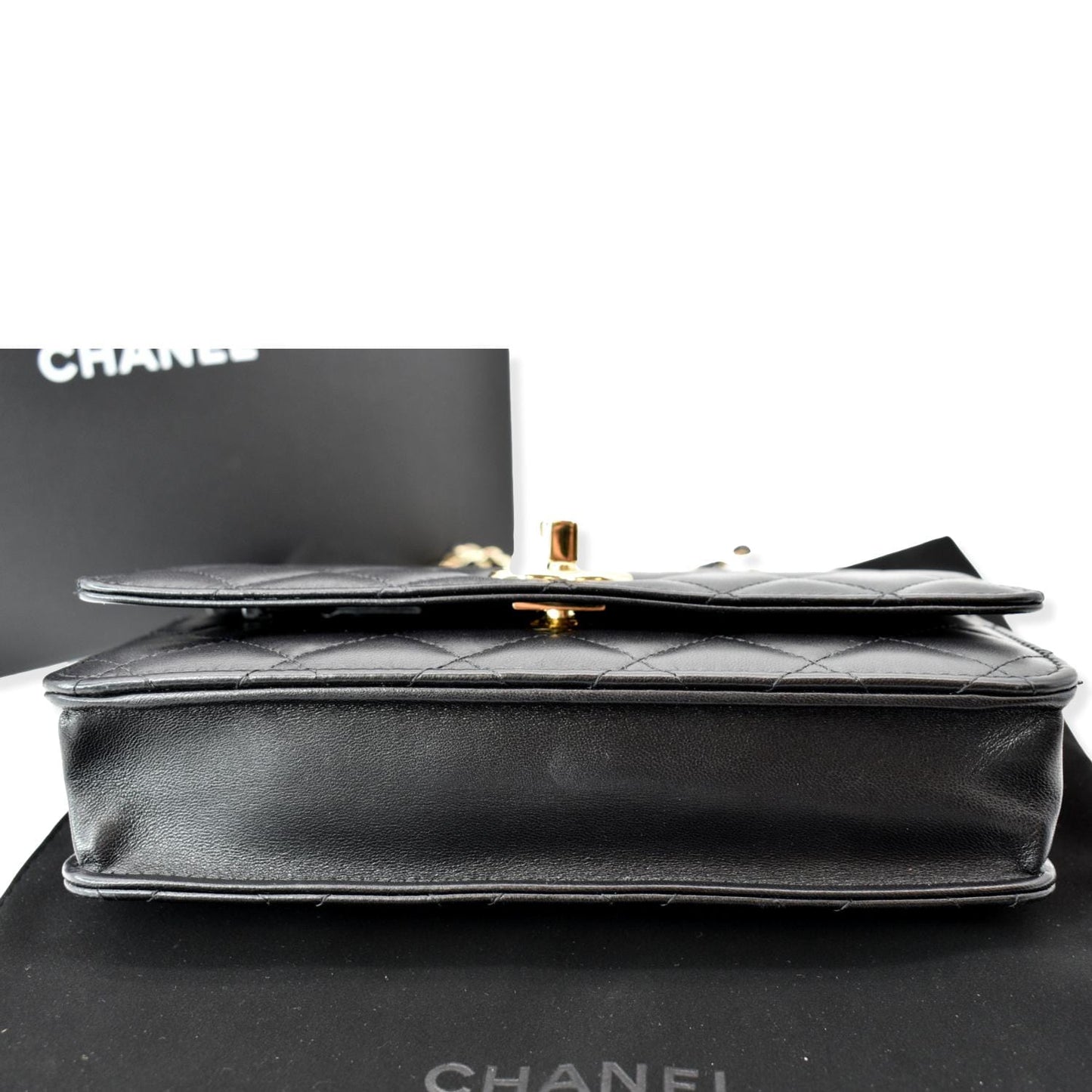 CHANEL Trendy CC Lambskin Leather Wallet On Chain Crossbody Bag Black