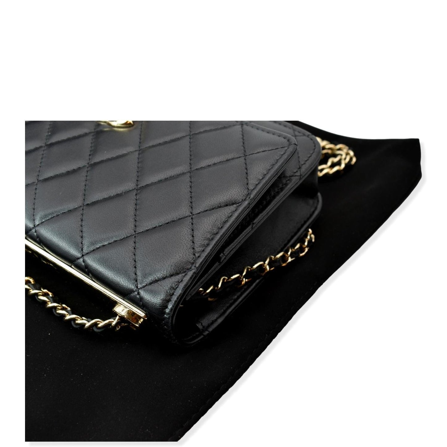 CHANEL Trendy CC Lambskin Leather Wallet On Chain Crossbody Bag Black