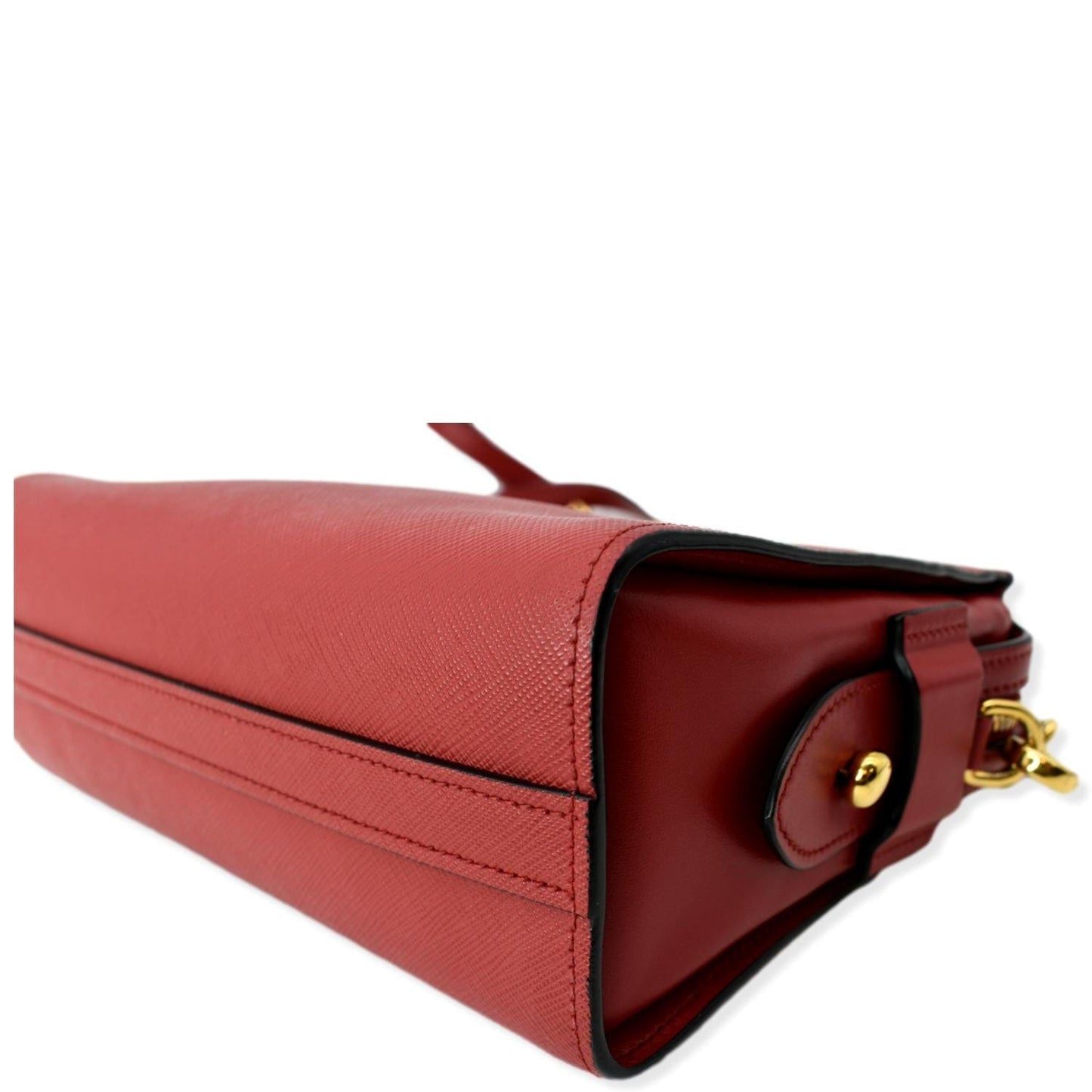 PRADA Saffiano City Calfskin Esplanade Crossbody Bag Red