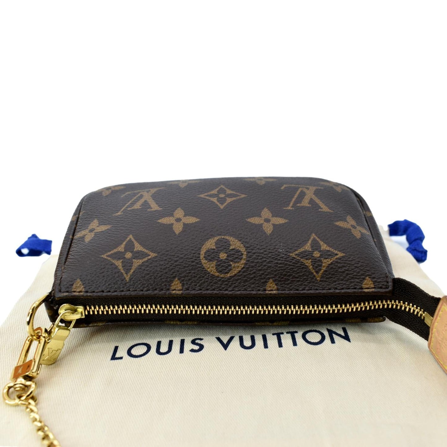 LOUIS VUITTON Mini Pochette Monogram Canvas Accessories Pouch Brown