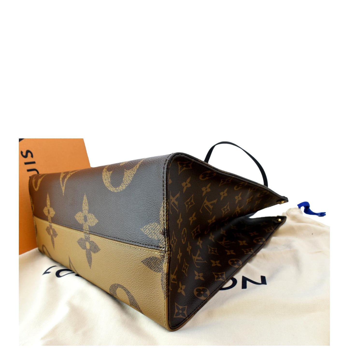 LOUIS VUITTON Onthego GM Giant Monogram Canvas Tote Shoulder Bag Brown